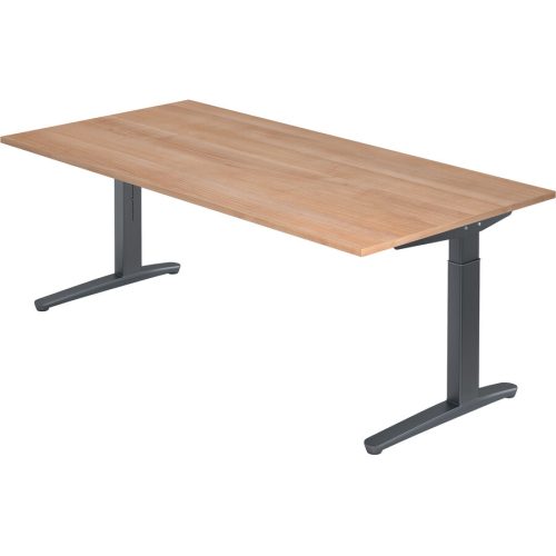 Schreibtisch Office Braun Holz 200 cm Höhenverstellbar (manuell) - Farbe: Nussbaum - Material: Holzwerkstoff - Schreibtisch