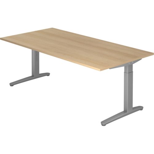 Schreibtisch Office Braun Holz 200 cm - Farbe: eiche - Material: Holzwerkstoff - Schreibtisch