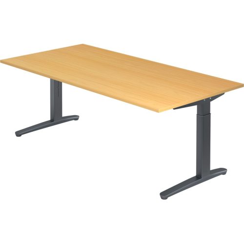 Schreibtisch Office Braun Holz 200 cm - Farbe: buche - Material: Holzwerkstoff - Schreibtisch