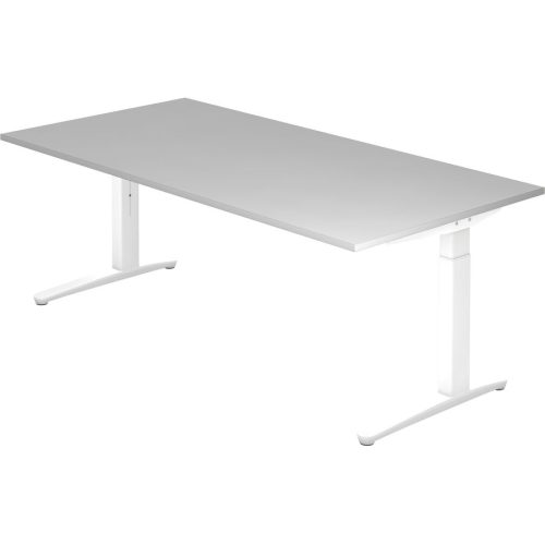 Schreibtisch Office Grau Holz 200 cm Höhenverstellbar (manuell) - Material: Holzwerkstoff - Schreibtisch