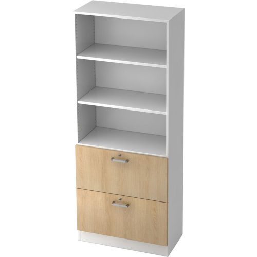Regal Office Braun/Weiss Holz 80 cm 200.4 cm - Farbe: weiss, eiche - Material: Holzwerkstoff - Regal