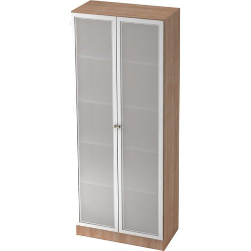 Hammerbacher, Hammerbacher Glastürenschrank SG 6100G Nussbaum, Silber 800 x 420 x 2.004 mm