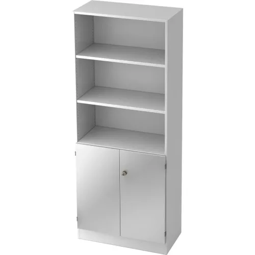 Hammerbacher, Hammerbacher Regal 5OH, 2OH Türen, SO-Bl. SG Weiss/Silber