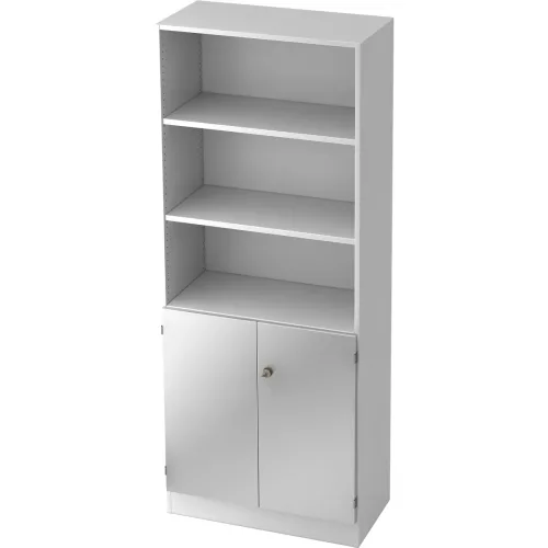 Hammerbacher, Hammerbacher Regal 5OH, 2OH Türen, SO-Bl. SG Weiss/Silber
