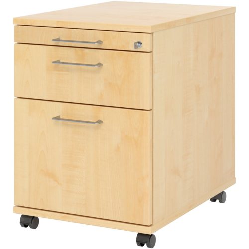 Rollcontainer Office Braun/Silber Holz/Metall 42.8 cm 59 cm 58 cm - Farbe: Ahorn - Material: Holzwerkstoff - Rollcontainer