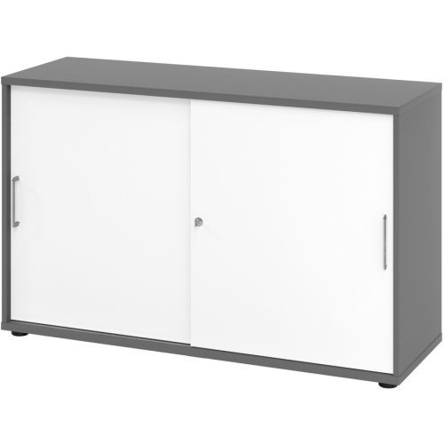 Hammerbacher, Hammerbacher Schrank V1752S/G/W/BS Grau 120 x 40 x 74,8 cm