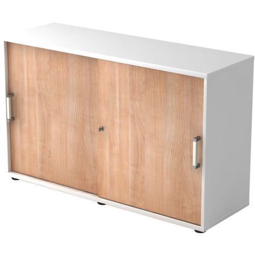 Aktenschrank Office Braun/Weiss Holz 120 cm 40 cm 74.8 cm - Farbe: Nussbaum Dekor, Weiss - Material: Holzwerkstoff - Aktenschrank