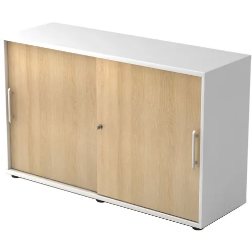 Aktenschrank Office Braun/Weiss Holz 120 cm 40 cm 74.8 cm - Farbe: Eiche Dekor, weiss - Material: Holzwerkstoff - Aktenschrank