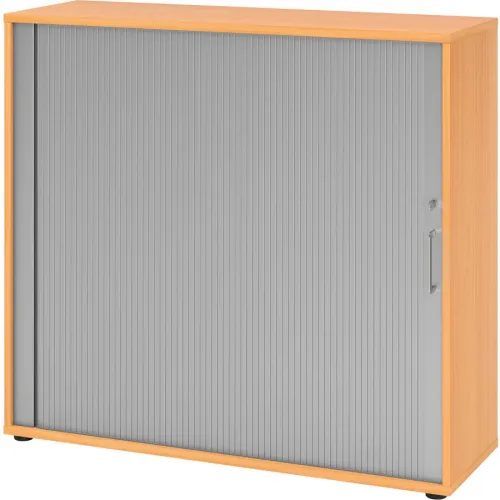 Aktenschrank Office Silber/Braun Kunststoff 120 cm 40 cm 110 cm - Farbe: Silber, Buche Dekor - Material: Holzwerkstoff, Kunststoff - Aktenschrank