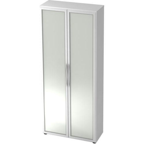 Aktenschrank Office Silber/Transparent/Weiss Holz/Glas/Metall 80 cm 34.9 cm 188 cm - Farbe: silber, semi transparent, weiss - Material: Holzwerkstoff,