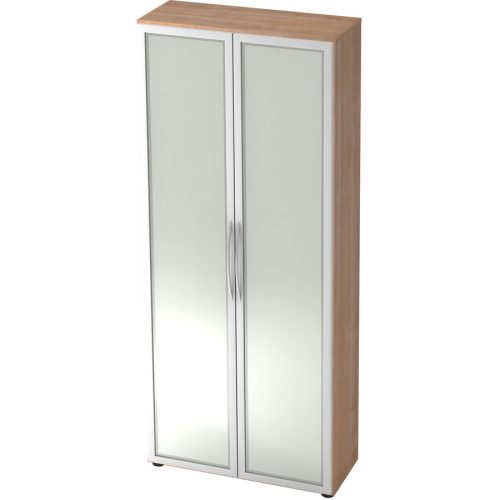 Aktenschrank Office Silber/Transparent/Braun Holz/Glas/Metall 80 cm 34.9 cm 188 cm - Farbe: silber, semi transparent, natur - Material: Holzwerkstoff,