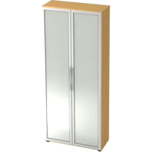 Aktenschrank Office Silber/Transparent/Braun Holz/Glas/Metall 80 cm 34.9 cm 188 cm - Farbe: silber, semi transparent, natur - Material: Holzwerkstoff,