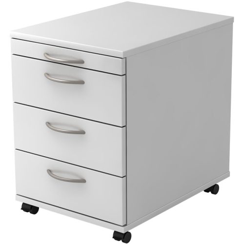 Rollcontainer Office Weiss/Silber Holz 42.8 cm 59 cm 58 cm - Farbe: weiss/Aluminium gebürstet - Material: Holzwerkstoff - Rollcontainer