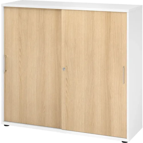 Aktenschrank Office Braun/Weiss Holz 120 cm 40 cm 110 cm - Farbe: Eiche Dekor, weiss - Material: Holzwerkstoff - Aktenschrank