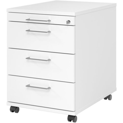 Hammerbacher, Hammerbacher Rollcontainer 58cm, 3Schübe, Schloss BS Weiss