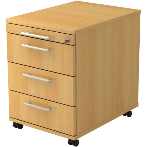 Rollcontainer Office Braun Holz/Metall 42.8 cm 59 cm 58 cm - Farbe: buche - Material: Holzwerkstoff - Rollcontainer