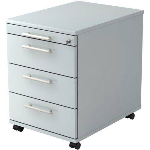 Rollcontainer Office Grau/Silber Holz 42.8 cm 59 cm 58 cm - Farbe: grau/Aluminium gebürstet - Material: Holzwerkstoff - Rollcontainer