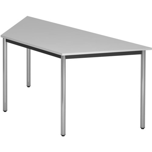 Hammerbacher, Hammerbacher Konferenztisch Premium, Trapez, Rundrohr, BxT 1.600 x 690 mm, lichtgrau/verchromt