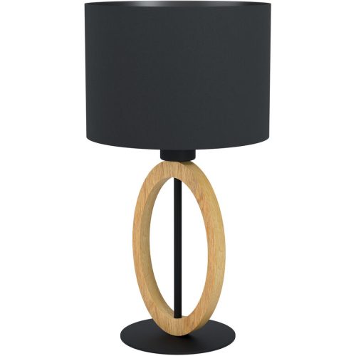 Eglo Tischlampe Basildon 1 Schwarz/Braun Stahl/Holz/Stoff 23 cm 42.5 cm - Farbe: schwarz, natur - Material: Holz, Stahl, Stoff - Tischlampe