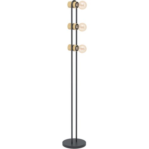 Eglo Stehlampe Chieveley Schwarz/Braun Stahl/Holz 9 cm 140.5 cm - Stehlampe