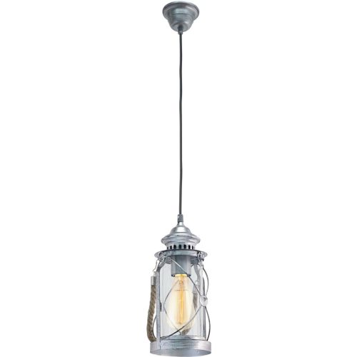 Eglo Pendellampe Bradford Silber Stahl 14 cm 110 cm - Farbe: antiksilber - Pendellampe