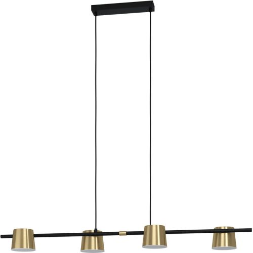 Eglo Pendellampe Altamira Schwarz Stahl 21 cm 150 cm - Farbe: Schwarz/Messing - LED - Pendellampe- LED Energiesparlampe