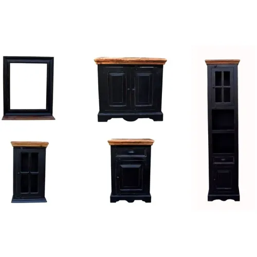 Badezimmer-Set Sica Schwarz MDF 44 cm 35 cm 188 cm - Badezimmer-Set