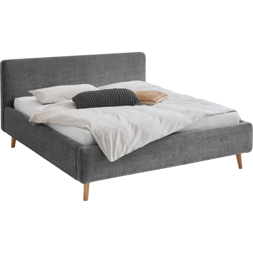 LIVIQUE, Bett Senja Grau Baumwolle/Polyester 180 x 200 cm - Farbe: anthrazit - Material: Polyester/Baumwolle - Bett
