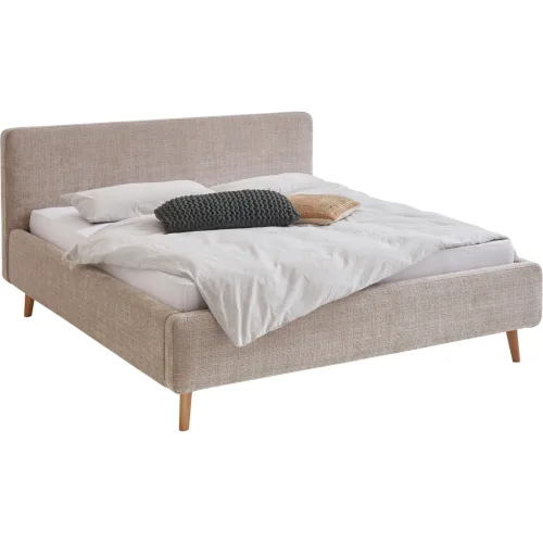 LIVIQUE, Bett Senja Beige Baumwolle/Polyester 160 x 200 cm - Material: Polyester/Baumwolle - Bett