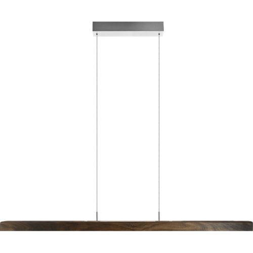 HERZBLUT Pendellampe Leonora Braun/Silber Metall/Holz 121 cm 160 cm Höhenverstellbar (manuell) - Farbe: Silber/Braun - LED - Lichtfarbe: Extra