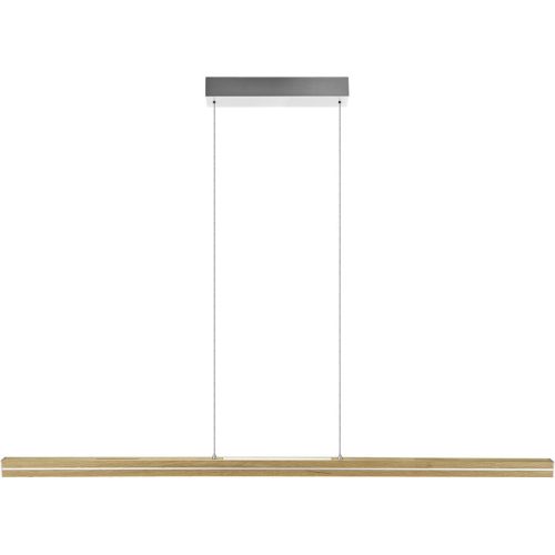 HERZBLUT Pendellampe Dana Braun/Silber Metall/Holz 130 cm 160 cm Höhenverstellbar (manuell) - Farbe: Silber/Braun - LED - Lichtfarbe: Extra warmweiss