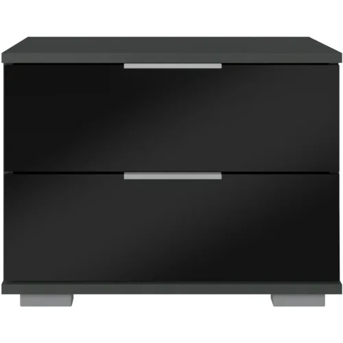 LIVIQUE, Nachttisch Peyton C Schwarz/Grau Holzwerkstoff/Aluminium/Glas 52 cm - Material: Spanplatte - Nachttisch
