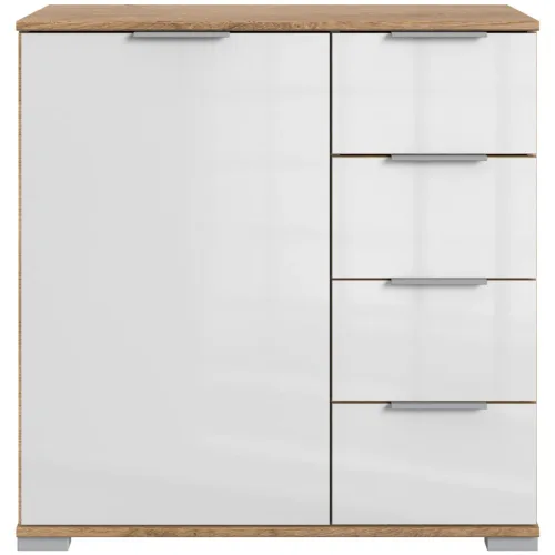 LIVIQUE, Kommode Peyton C Weiss Holzwerkstoff/Glas 81 cm 41 cm - Kommode