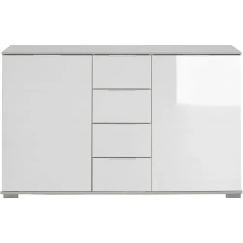 LIVIQUE, Kommode Peyton C Weiss Holzwerkstoff/Glas 130 cm 41 cm - Kommode