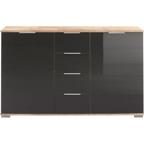 LIVIQUE, Kommode Peyton C Grau Holzwerkstoff/Glas 130 cm 41 cm - Farbe: Grey - Kommode