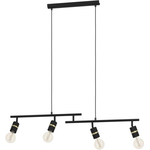 Eglo Pendellampe Lurone Schwarz Stahl 5 cm 110 cm - Farbe: Schwarz/Messing - Pendellampe