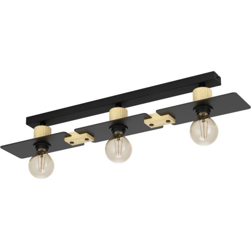 Eglo Deckenlampe Bramerton Braun/Schwarz Stahl/Holz 12 cm 10 cm - Material: Holz/Stahl - Deckenlampe