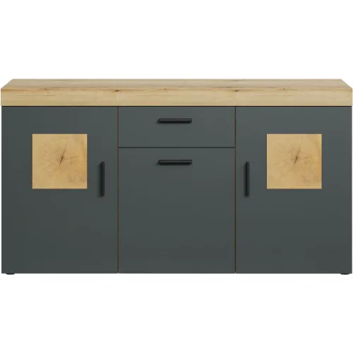 LIVIQUE, Sideboard Henderson Braun Holzwerkstoff 160 cm 86 cm - Farbe: eiche - Sideboard