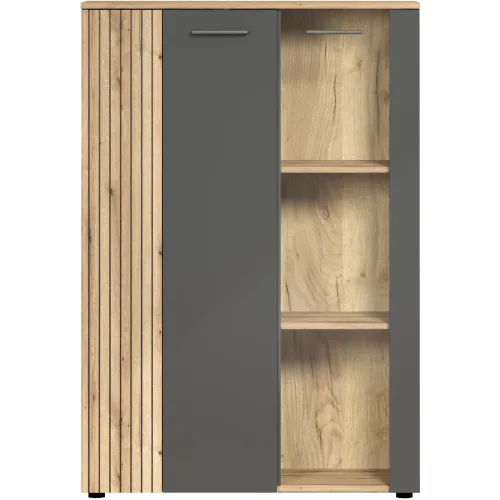 LIVIQUE, Highboard Baldwin Grau Holzwerkstoff 90 cm 132 cm - Farbe: anthrazit - Material: Spanplatte - Highboard