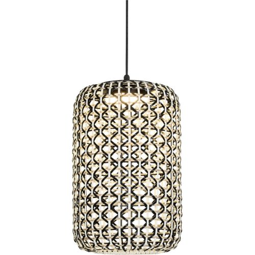 Pendellampe Eliana Schwarz/Weiss Kunststoff/Metall 45 cm 160 cm - Farbe: natur/schwarz - LED - Lichtfarbe: Extra warmweiss - Material: