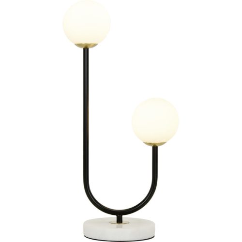 Tischlampe Nika Schwarz/Weiss Glas/Metall 24 cm 50 cm - Farbe: schwarz, weiss - Material: Metall/Glas - Tischlampe