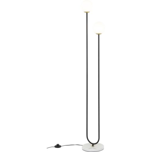 Stehlampe Nika Schwarz/Weiss Glas/Metall 24.5 cm 145 cm - Farbe: schwarz, weiss - Material: Metall/Glas - Stehlampe