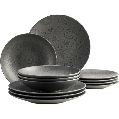 Mäser, Tafelservice Trad. Tiles Schwarz 