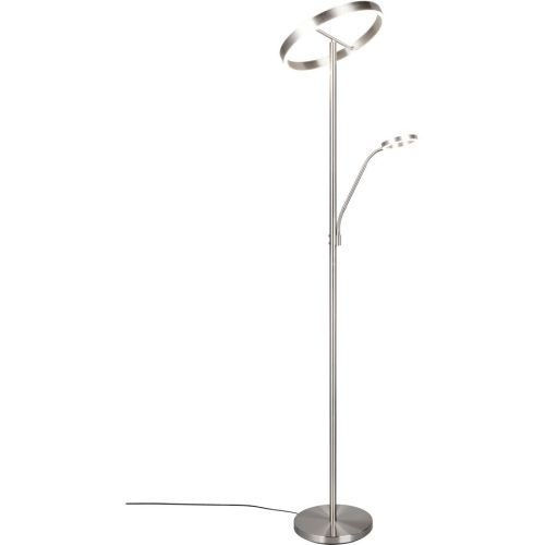 Stehlampe Darius Silber Metall 40 cm 180 cm - Farbe: Nickel matt - LED - Lichtfarbe: Extra warmweiss - Helles Neutralweiss - Stehlampe- LED