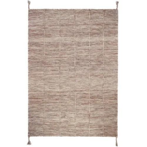 LIVIQUE, Teppich Davin Braun/Rosa Wolle 100 cm 140 cm - Teppich