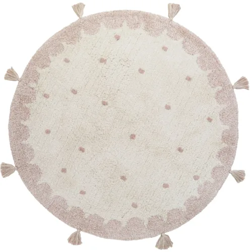 LIVIQUE, Kinderteppich Elmi Beige Baumwolle 110 cm 110 cm - Farbe: ecru - Kinderteppich