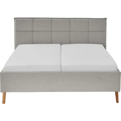LIVIQUE, Bett Palle Grau Stoff/Holz 180 x 200 cm - Farbe: hellgrau - Material: Stoff, Eiche - Bett