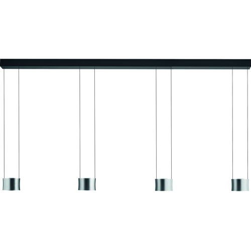 Designer-Pendellampe Bankamp Impulse chrome matt 4-flammig vertical flex - Farbe: Chrom mattiert - LED - Lichtfarbe: Extra warmweiss - Material: