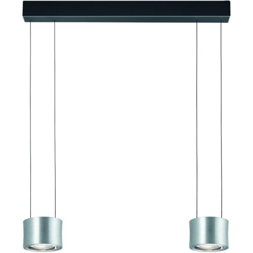 Designer-Pendellampe Bankamp Impulse nickel matt 2-flammig vertical flex - Farbe: Nickel matt mit Chrom abgesetzt - LED - Lichtfarbe: Extra warmweiss