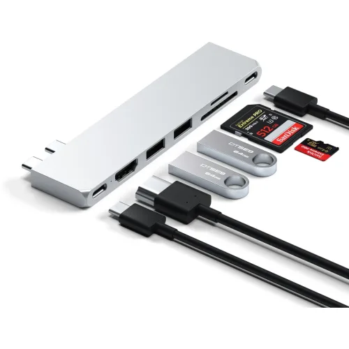 Satechi, Satechi - Usb-c Hub, Dual USB-C Hub für M1/M2 MBP (ab 2021/MBP 2017-2020), Silber